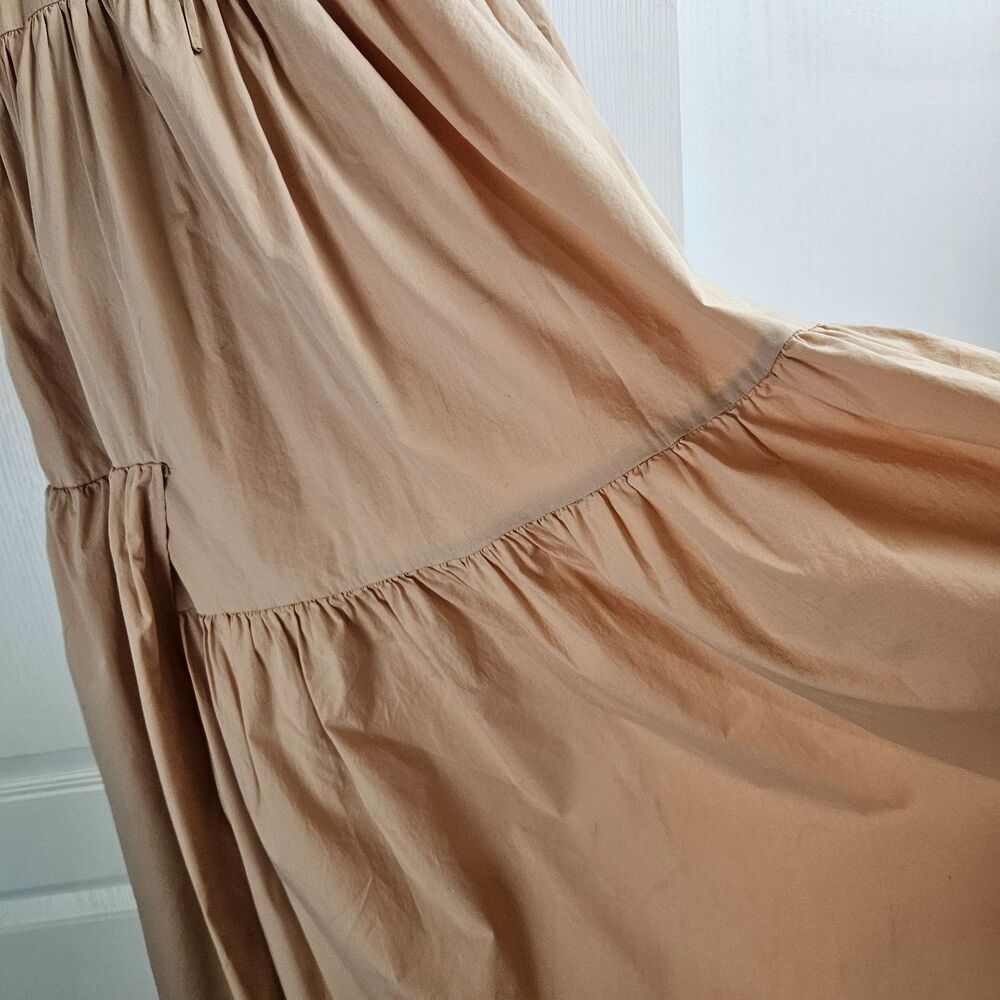 CUYANA Organic Poplin Cotton Asymetrical Boho Minimal Maxi Dress XS Peach - Picture 10 of 10